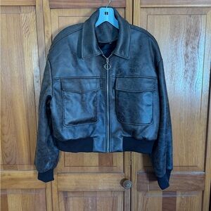Women’s Faux Leather Bomber Coat